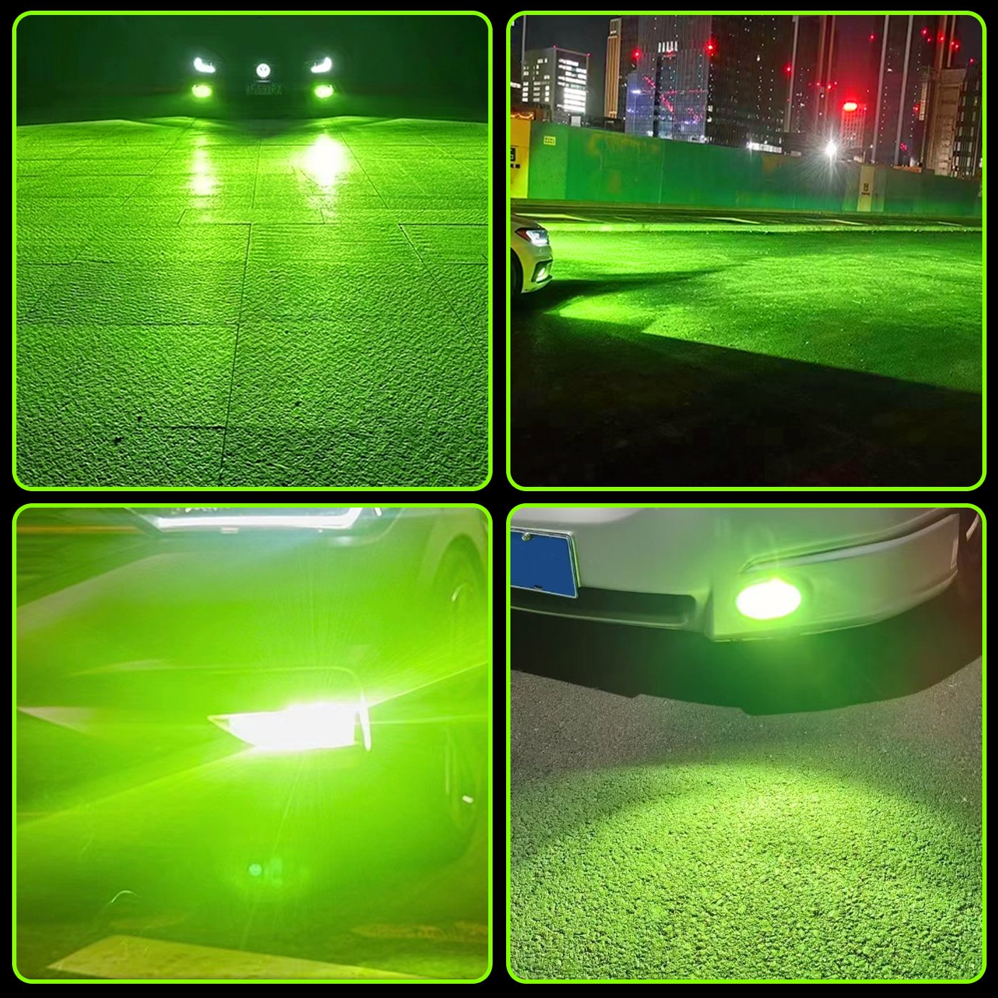 Powersport Accessory Plug and Play Town H11 12V Lemon Green Fog Bulks Hb3 Hb4 3000K Led Heardlights