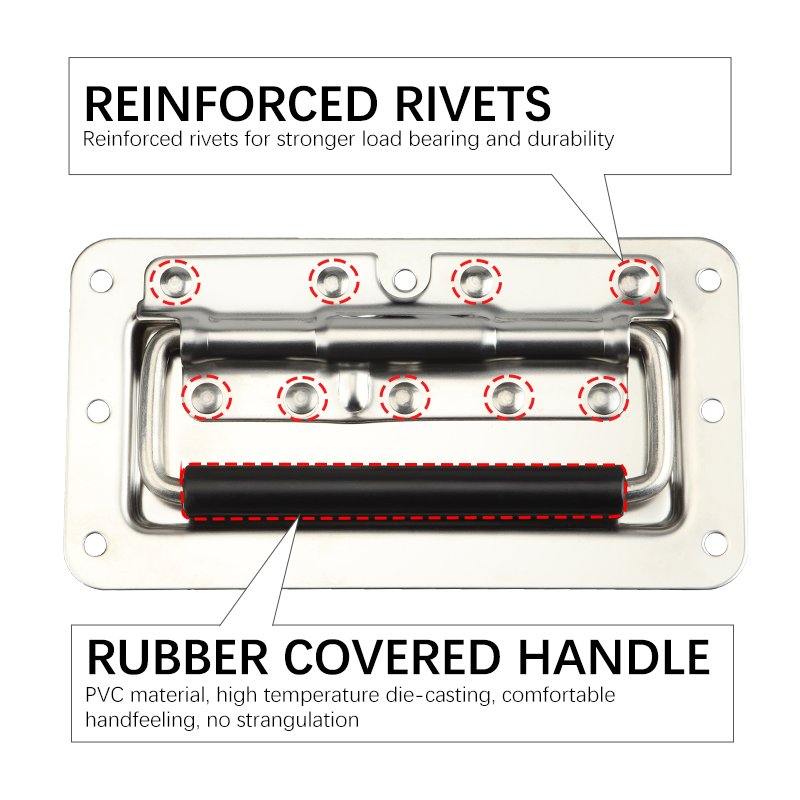 Flight Case Accessories Battery Handle 110 Cover Ring Chassis Handle 304 Stainless Steel Industrial Embedded Spring Handle