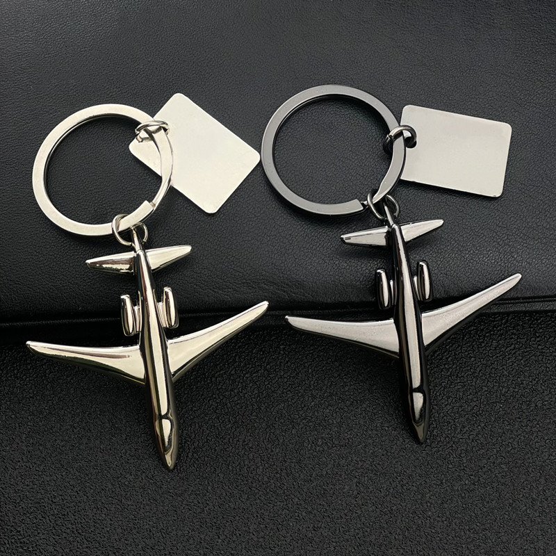 Airplane Model Tag Key Ring Metal Plane Keychain Unisex Civil Aviation Pilot Gift Aircraft Keyfob Airline Promo Gifts