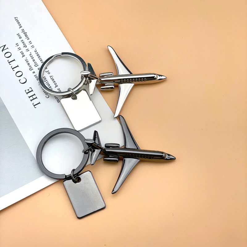 Airplane Model Tag Key Ring Metal Plane Keychain Unisex Civil Aviation Pilot Gift Aircraft Keyfob Airline Promo Gifts
