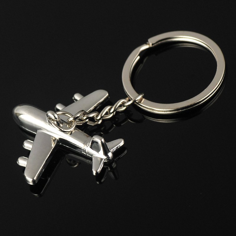 Wholesale 3D Aircraft Keychains Aviation Enthusiast Pilots Gift Polished Silver Model Aircraft Metal Keychain Keychains