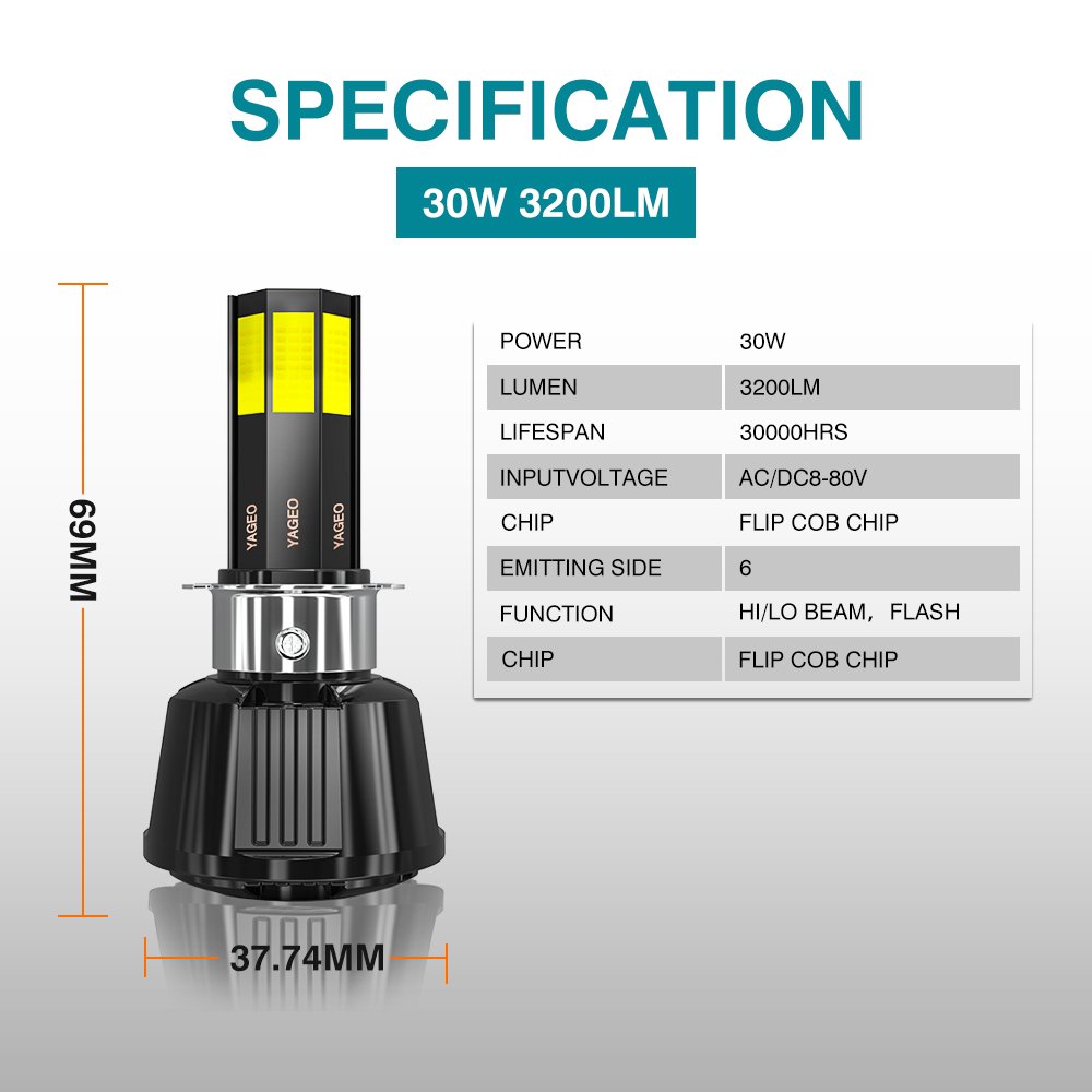 MOTOLED Modified Motorcycle Headlight LED Accessory Inside Driver Bulb for Motorbike Bajaj Boxer CT100 CD70