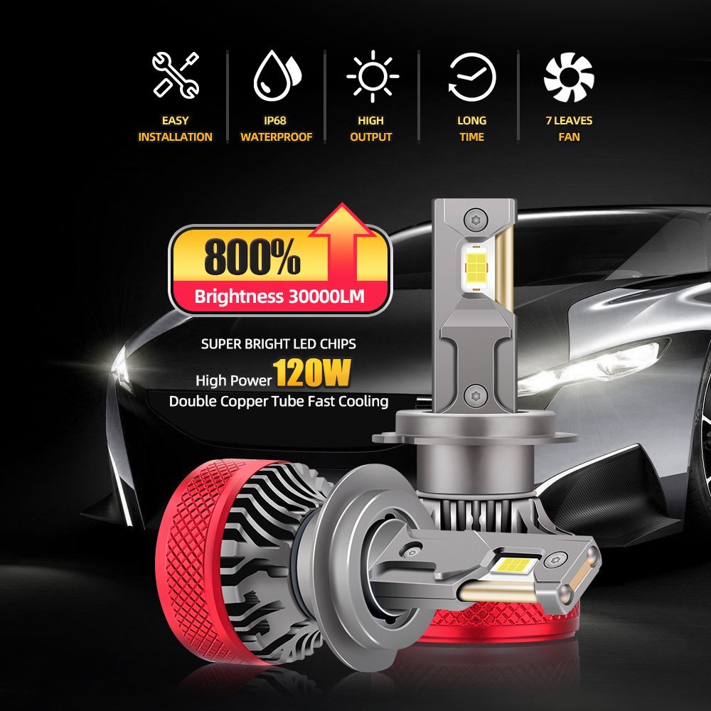 Roadsun P9 H7 120W 6500K Led Canbus Car Lamp With CE FCC RoHS Vehicles Accessories 9005 9006 HB4 HB3 H1 H4 H11 Led Headlight