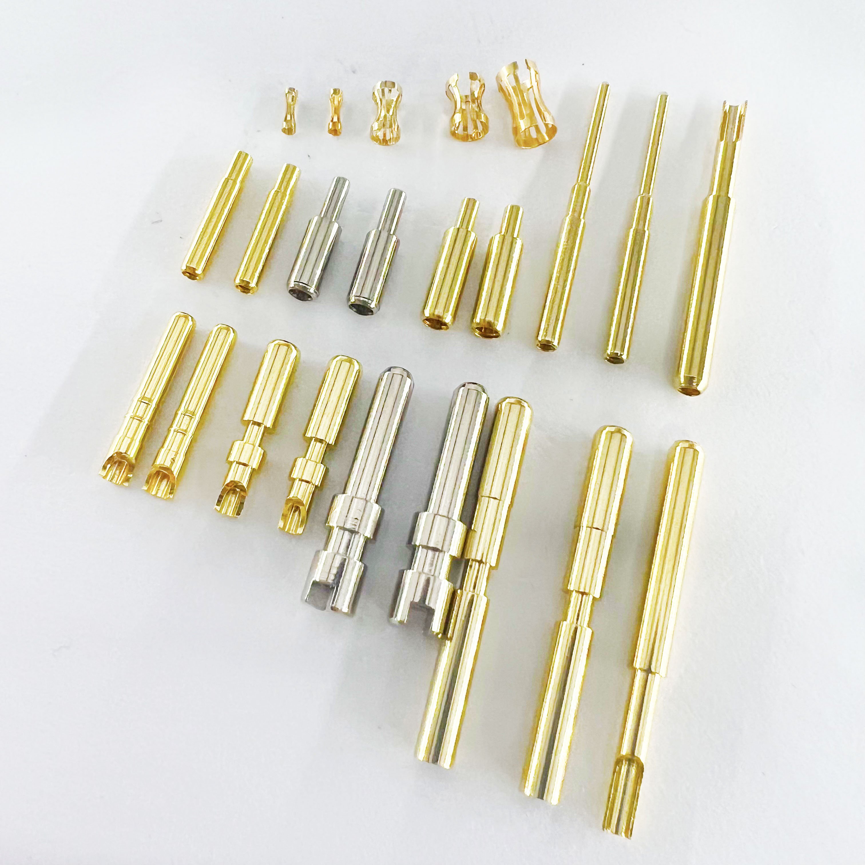 NC Machining Parts Clean Brass Connector Electrical Pin Socket Crown Spring Connector Pin