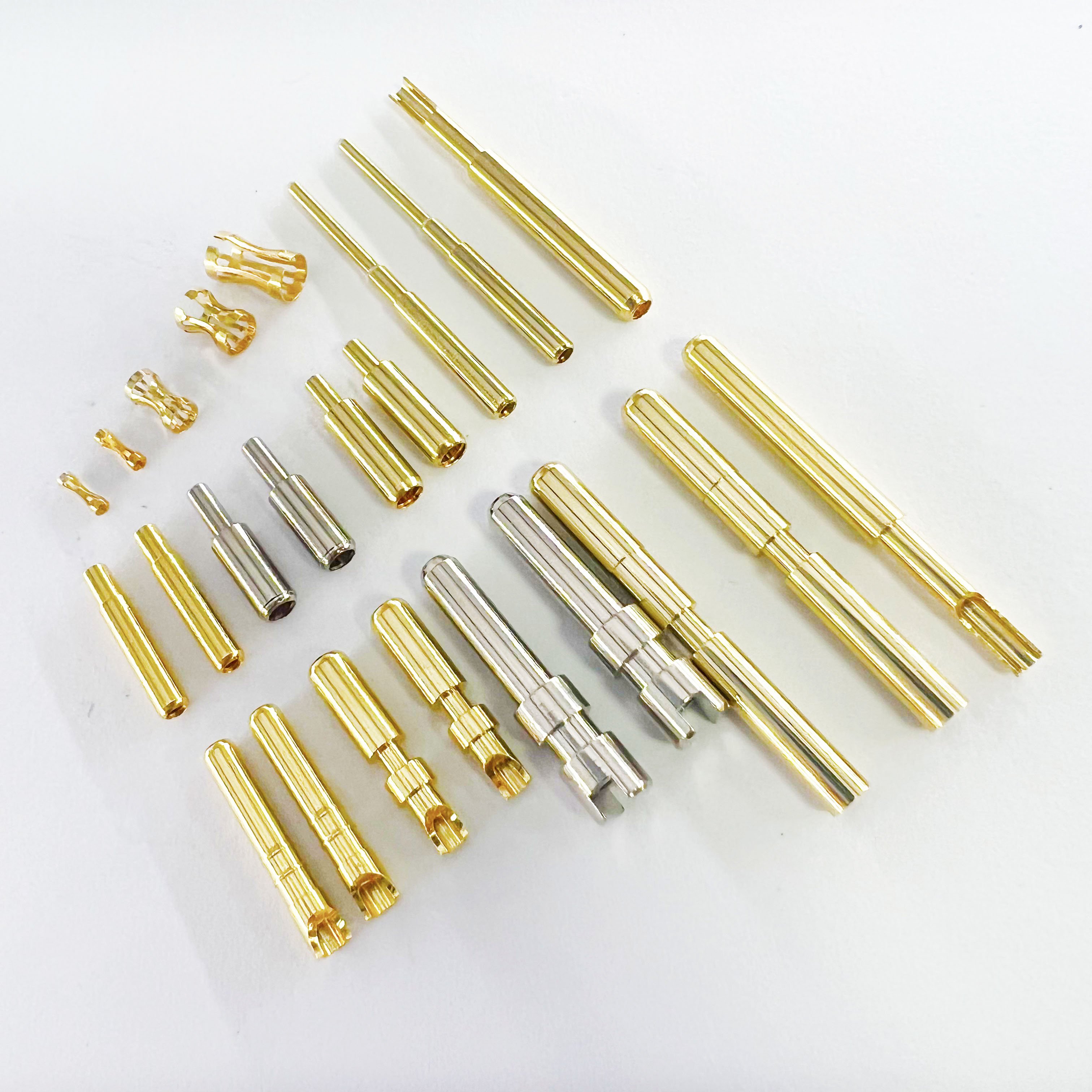 NC Machining Parts Clean Brass Connector Electrical Pin Socket Crown Spring Connector Pin