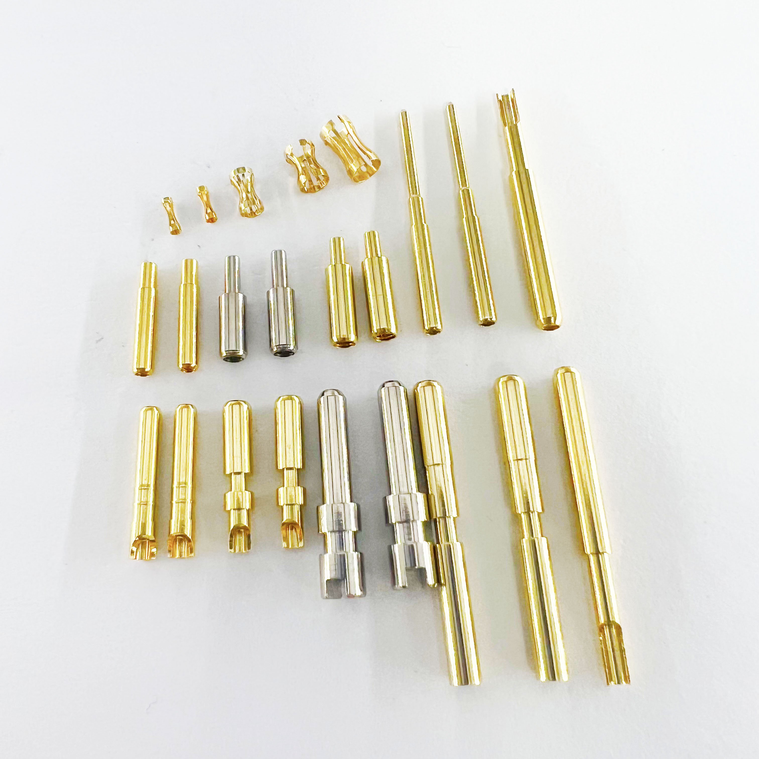 NC Machining Parts Clean Brass Connector Electrical Pin Socket Crown Spring Connector Pin