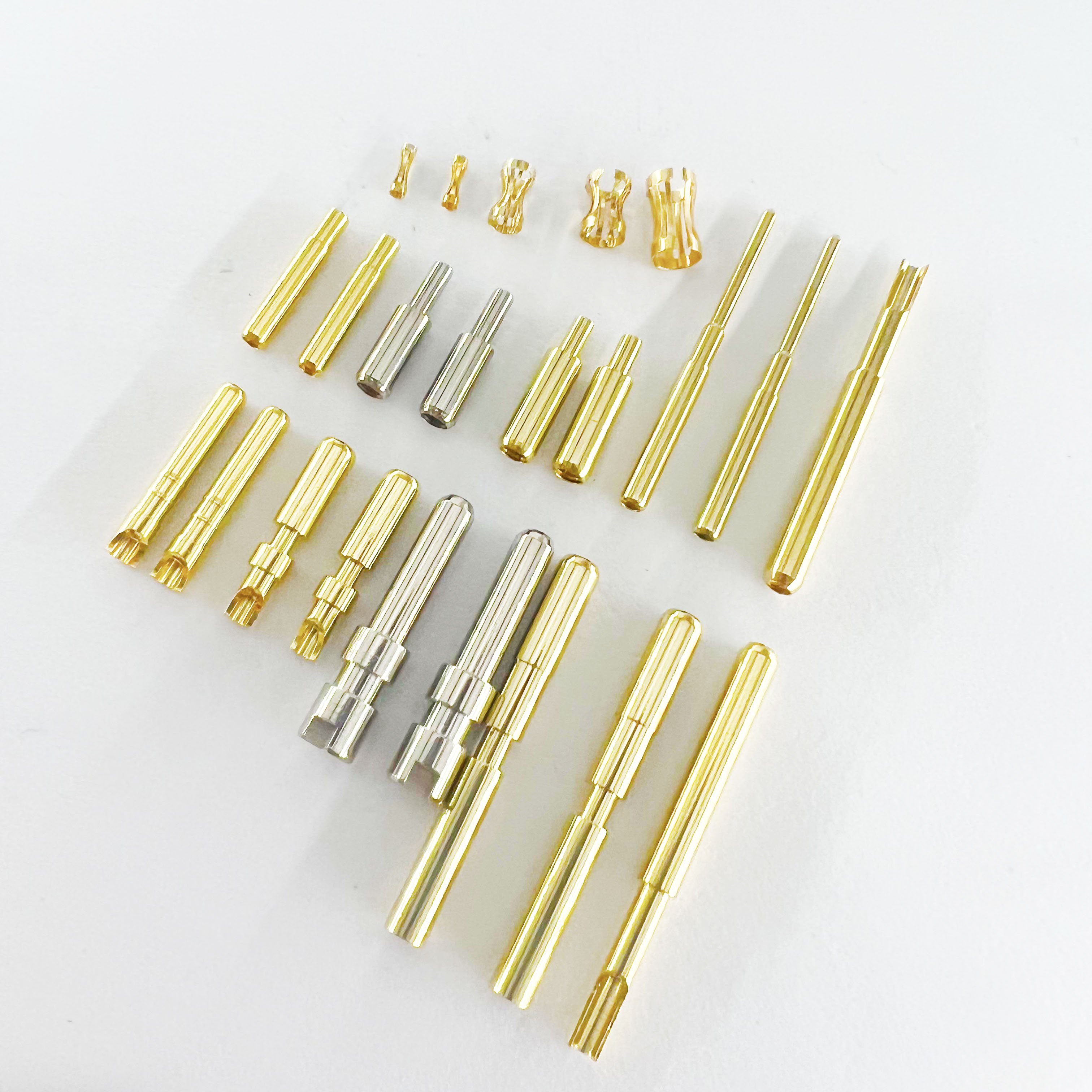 NC Machining Parts Clean Brass Connector Electrical Pin Socket Crown Spring Connector Pin