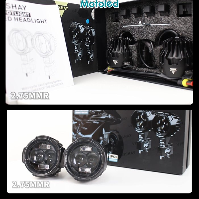 Motoled 2Pcs/set 120W IP68 Motorcycle External LED Spotlight 6500K