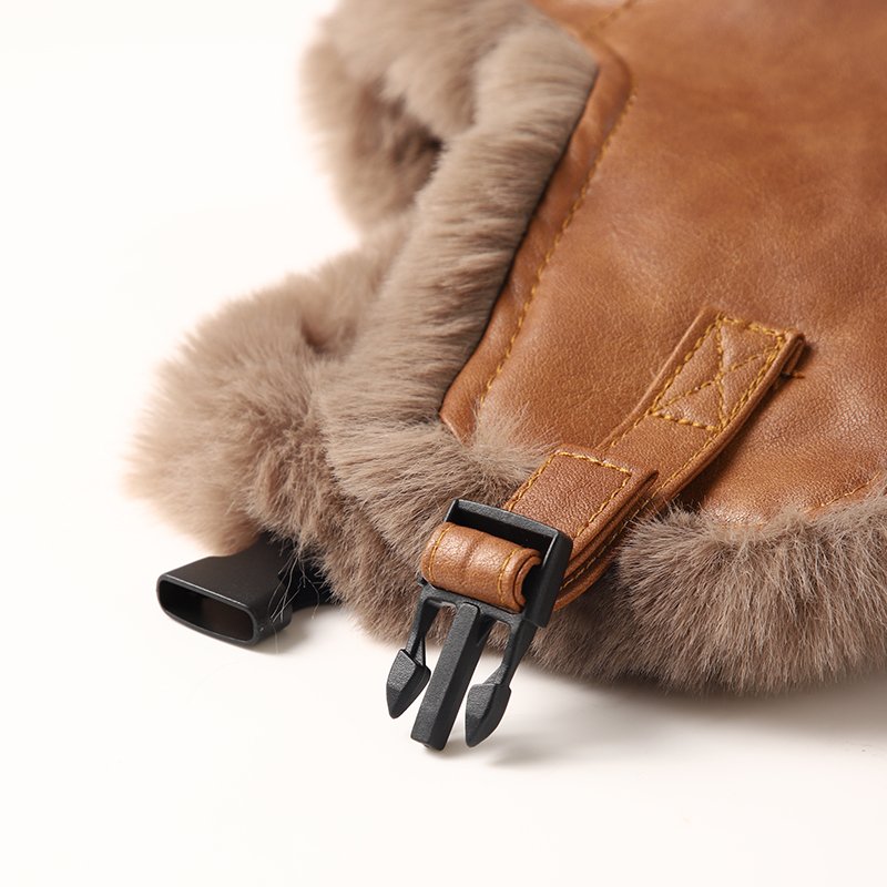 Fashion Windproof Bomber Russian Hat With Faux Fur Earflap aviator Cap Fur Outdoor Man Ear Warm Winter Hunter Hat