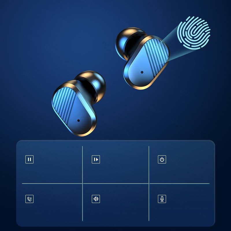 Wireless Bluetooth Earphone with Digital Display Battery Indicator In-Ear Gym Headset Accessory in Blue Hidden Earbuds