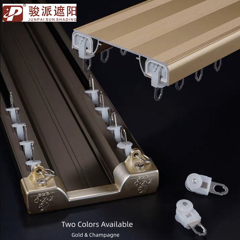 China Metal Double Ceiling Mount Curtain Rail Track Aluminum Material for Bay Windows Home Office Use Model Number Accessories