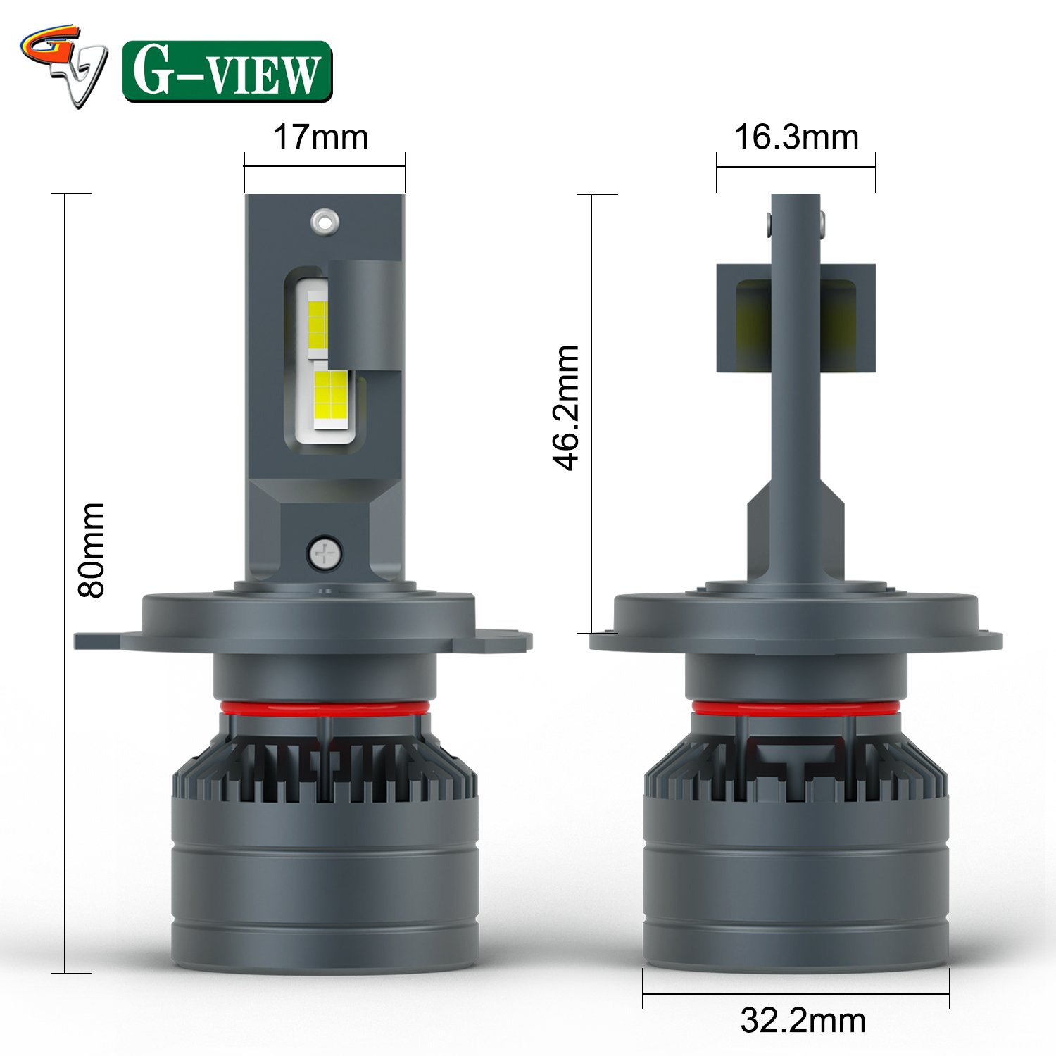 Gview G15 H19 H4 LED Bulb Luces Led Para Autos 105W Mini Size H4 CAR LED Headlight Bulbs Led for Car