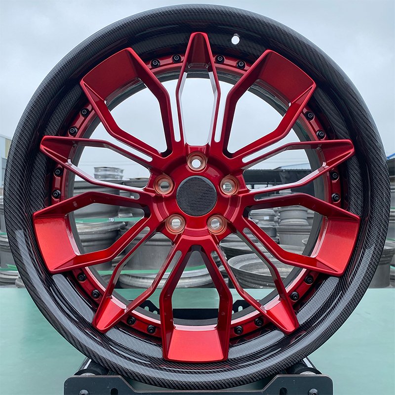 China Export 20 21 22 24 26 Inch Forged Alloy Car Rims Black Red Carbon Fiber Wheel From China