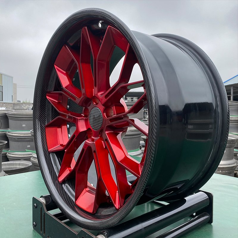 China Export 20 21 22 24 26 Inch Forged Alloy Car Rims Black Red Carbon Fiber Wheel From China