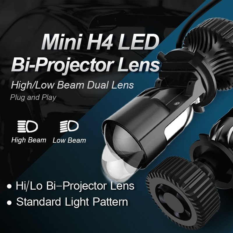 New Design Dual Projector LED Headlight Mini Projector Lens H4 High Low Beam Bi-projector 9003 HB2 for Car and Motorcycle