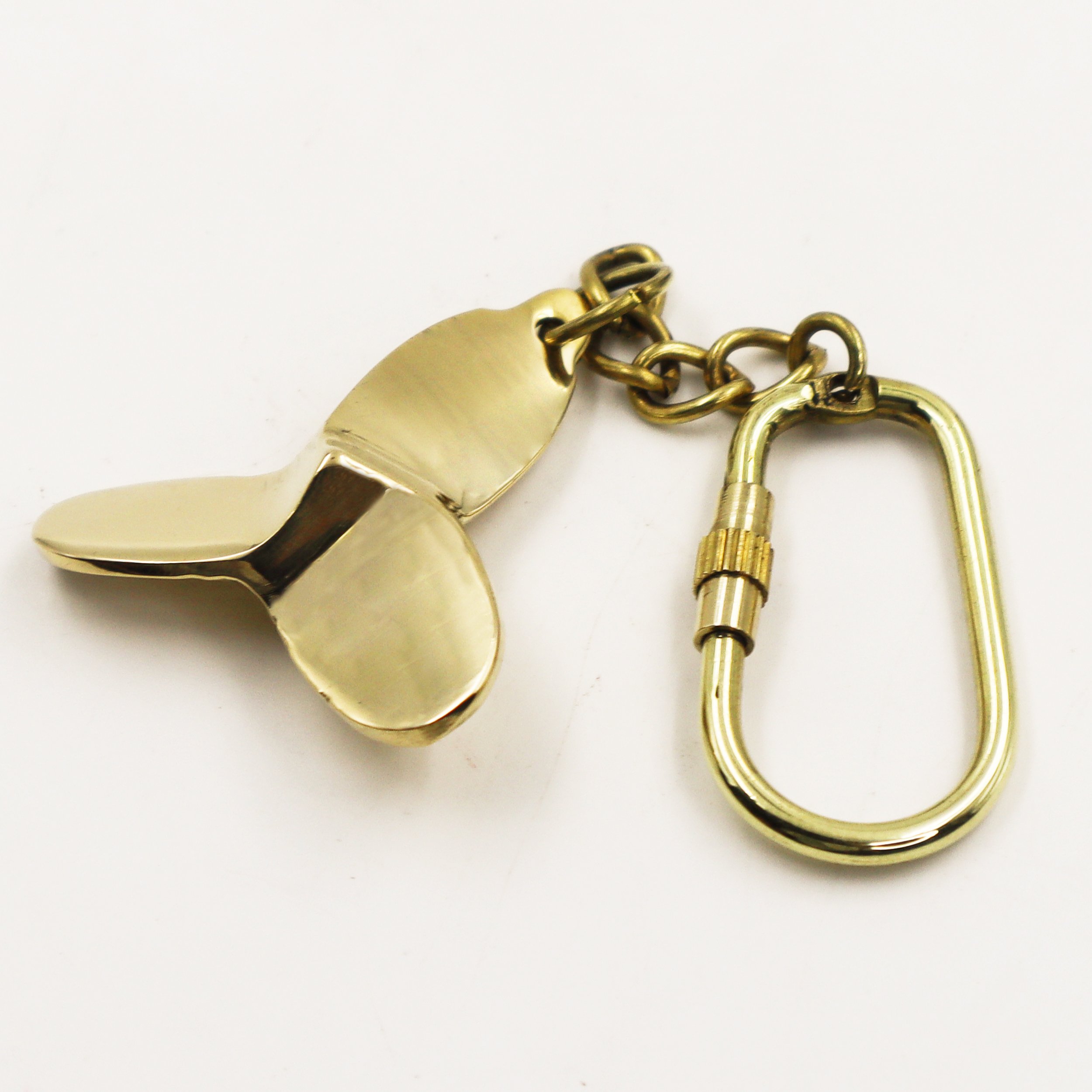 Brass Vintage Compass Keychain Boat and Airplane Propeller Charm Metal Gifts for Pilots Key Holder Accessory