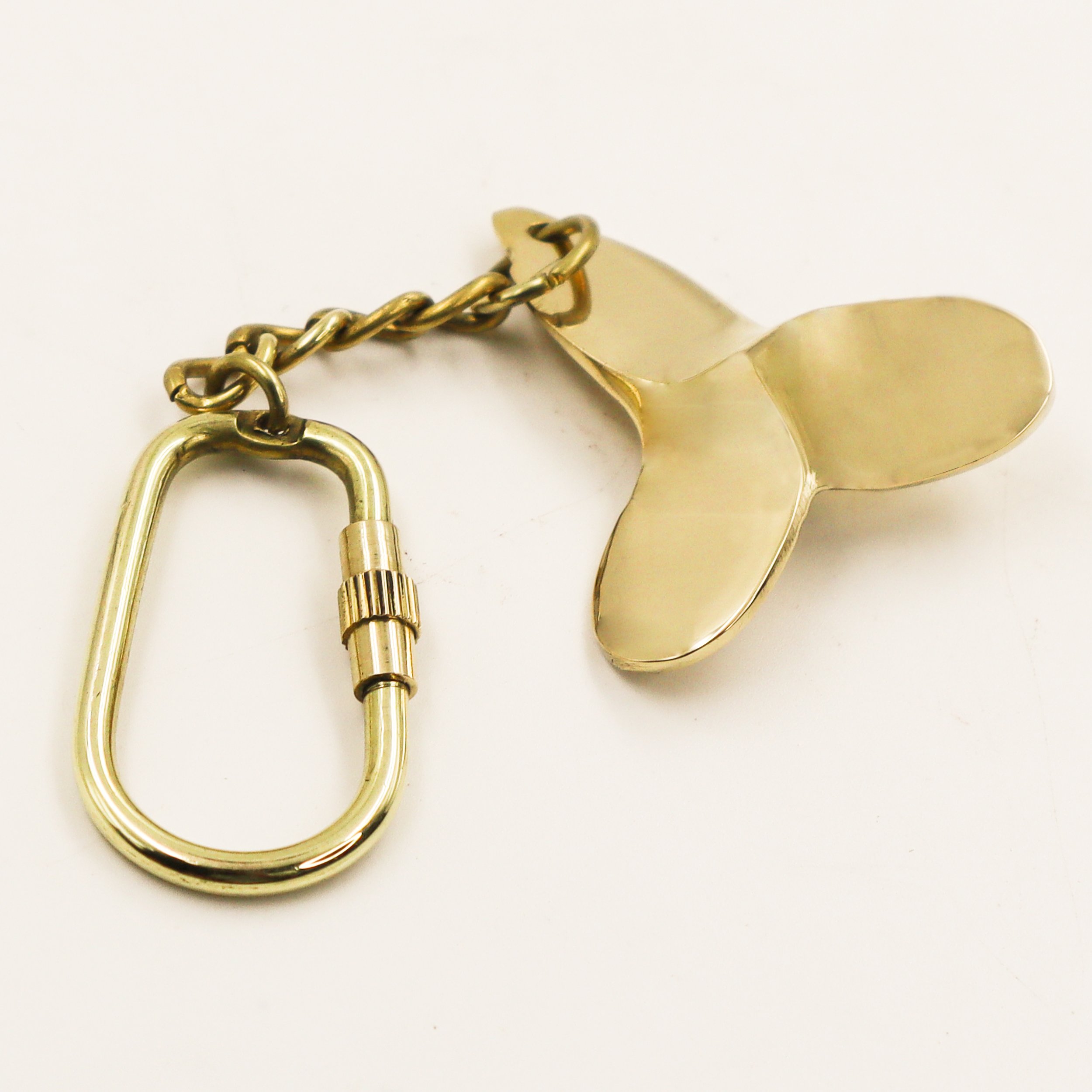 Brass Vintage Compass Keychain Boat and Airplane Propeller Charm Metal Gifts for Pilots Key Holder Accessory