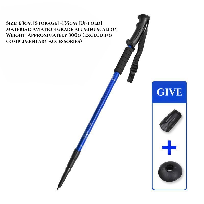 Adjustable Lightweight Aluminium Trekking Poles Collapsible Anti-Shock Walking Sticks for Men Women Durable Rubber for Camping