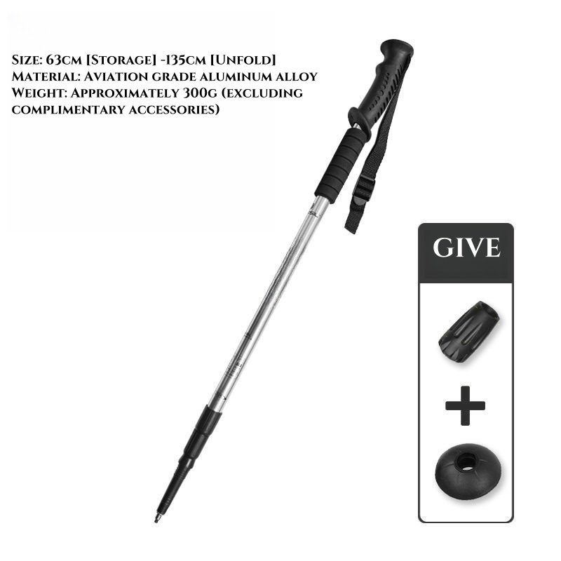 Adjustable Lightweight Aluminium Trekking Poles Collapsible Anti-Shock Walking Sticks for Men Women Durable Rubber for Camping