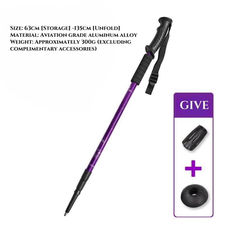 Adjustable Lightweight Aluminium Trekking Poles Collapsible Anti-Shock Walking Sticks for Men Women Durable Rubber for Camping