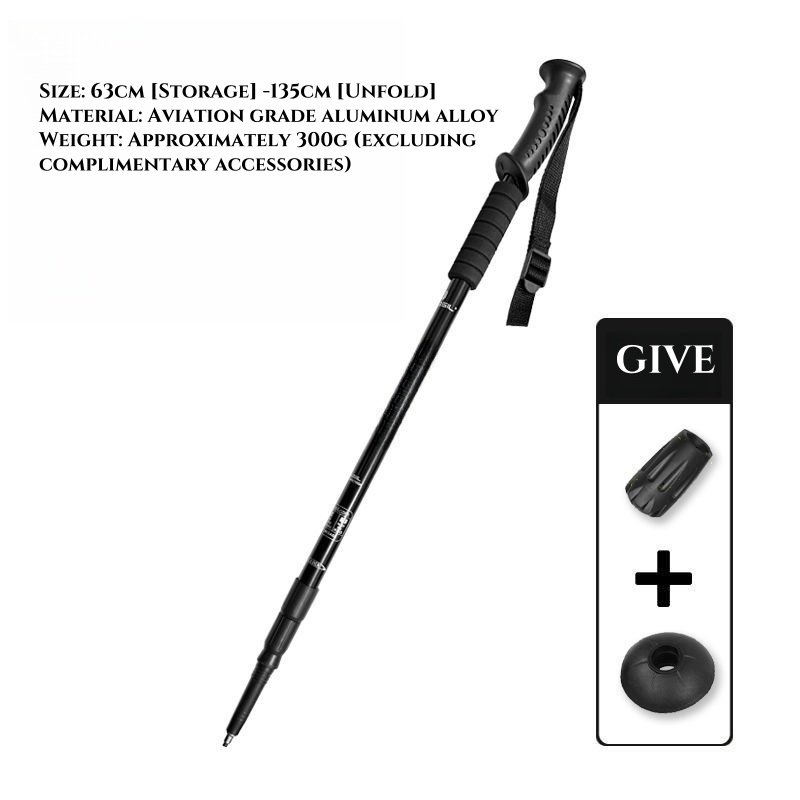 Adjustable Lightweight Aluminium Trekking Poles Collapsible Anti-Shock Walking Sticks for Men Women Durable Rubber for Camping