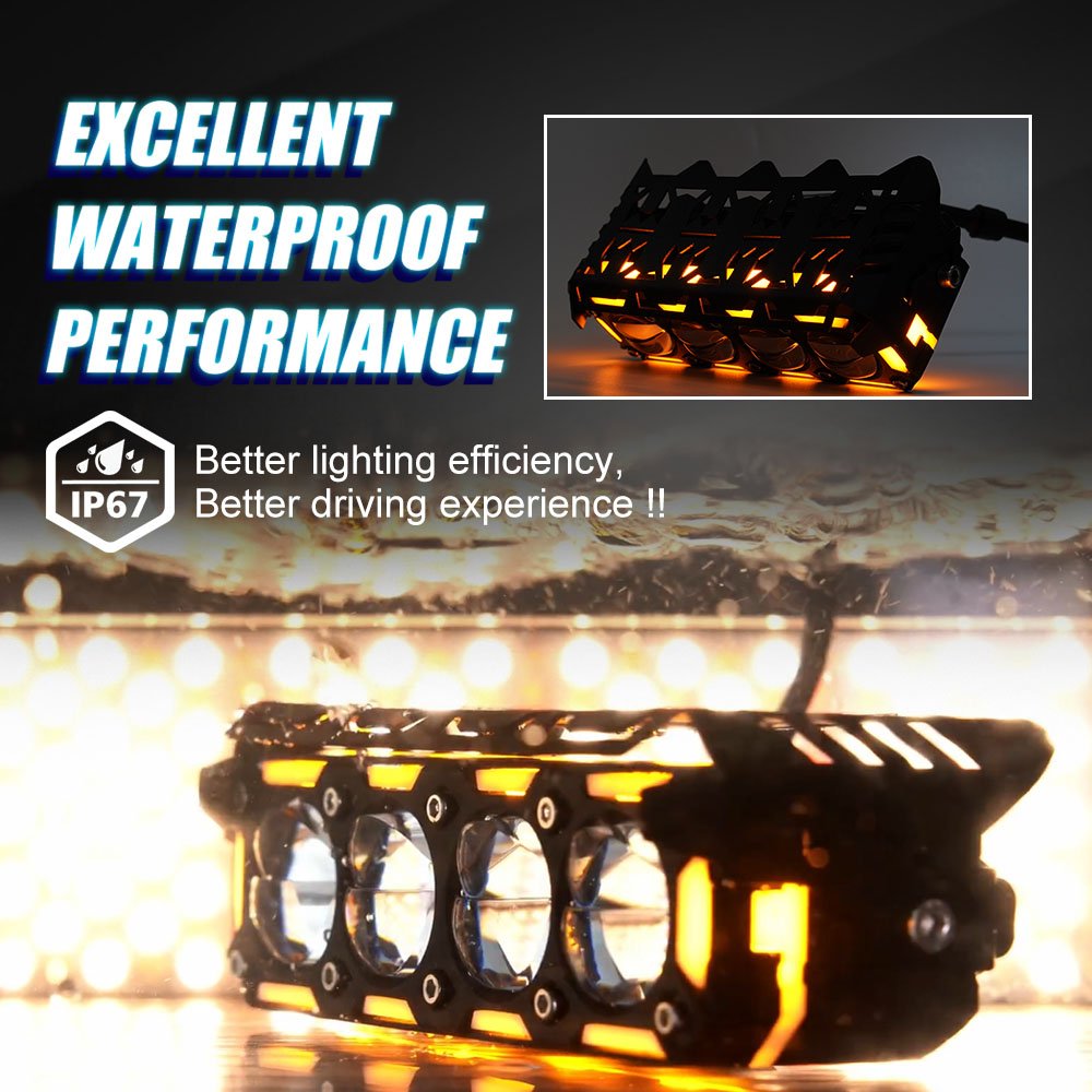 MOTOLED Motorbike Mini Driving Lights Projector Lens Dual Color 140W 30000 Lumens Motorcycle LED Spotlight