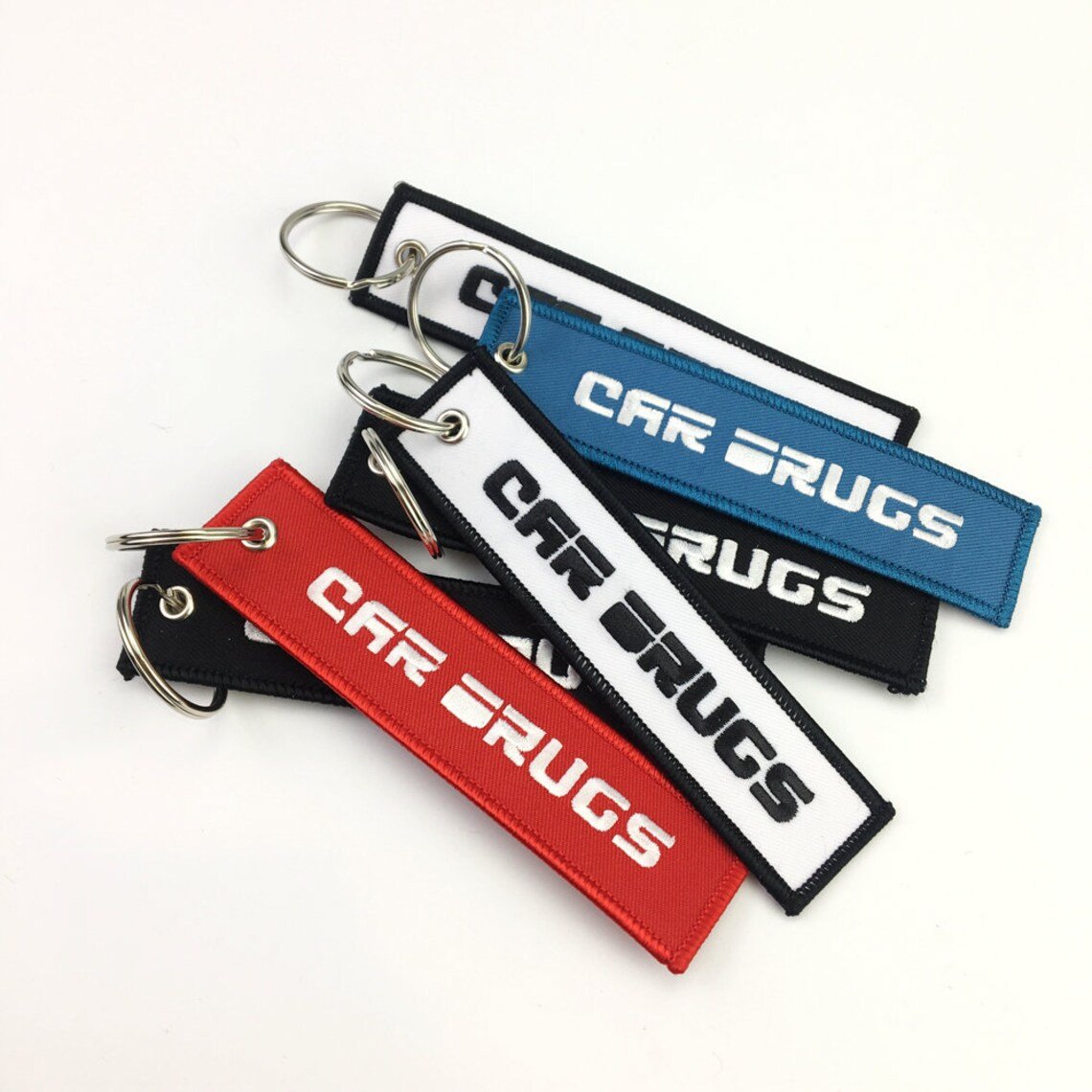 Wholesale Bulk Embroidered Keychains Custom Logo Flight Tags Polyester Jet Tag With Metal Ring