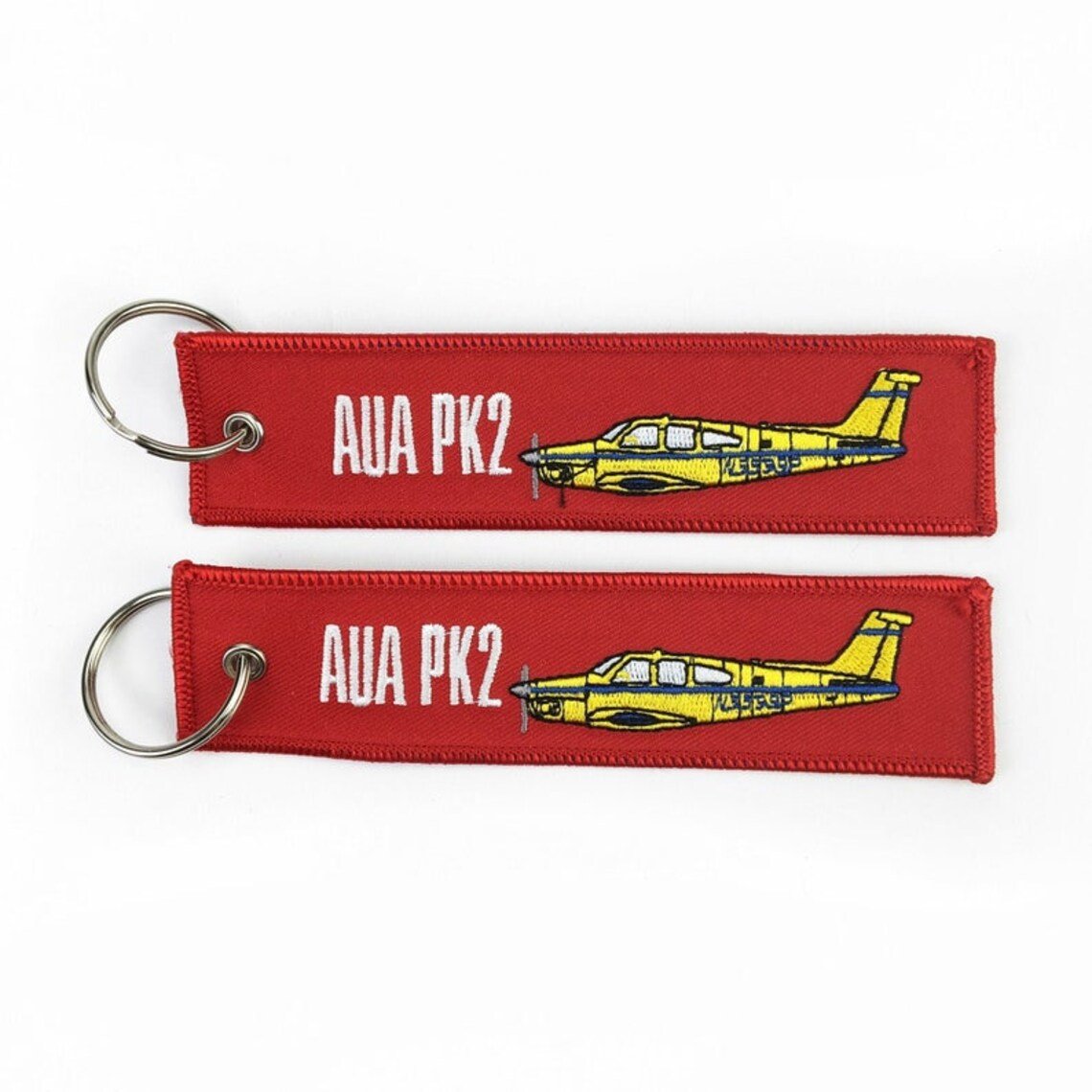Wholesale Bulk Embroidered Keychains Custom Logo Flight Tags Polyester Jet Tag With Metal Ring