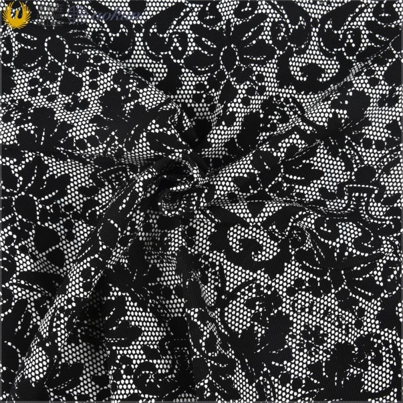 New Design Lace Print Double Faced Ponte Fabric Visecose Rayon Spandex Printed Fabric for Girls