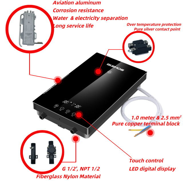 Factory Price 8000w Constant Temperature Portable Intelligent Instantaneous Electric Water Heater for Shower Bathroom