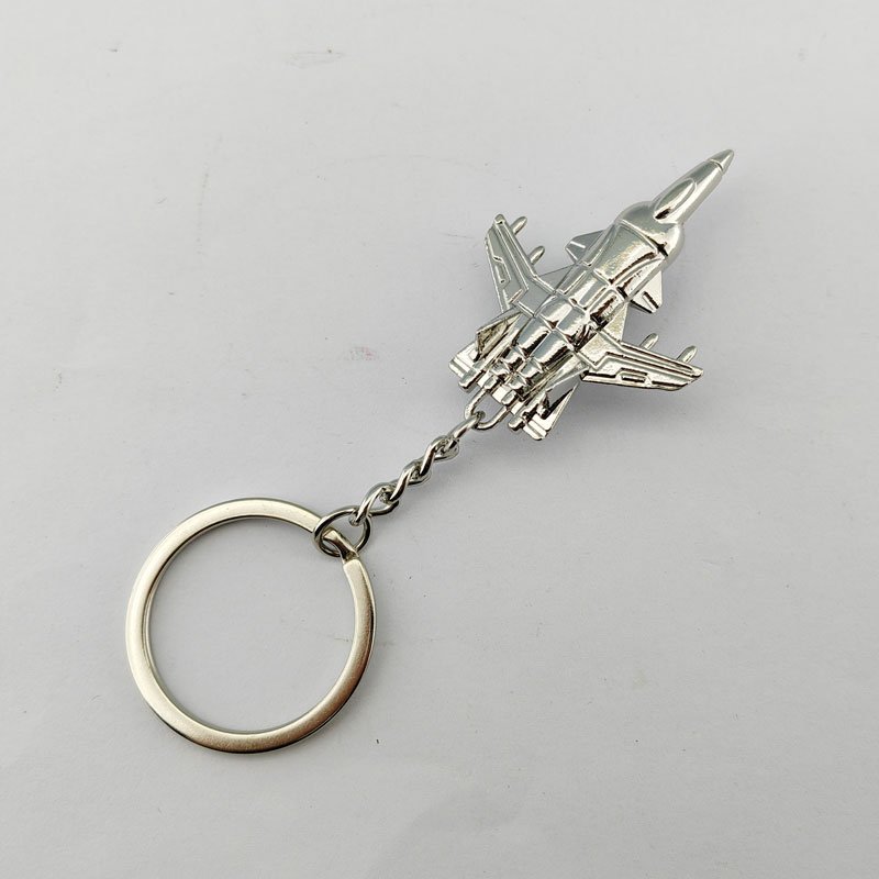Kingtop Metal Airplane Keychain Metal Crafts J-20 Pendant Key Ring Aircraft Keychain for Aviation Enthusiast Pilot Gift