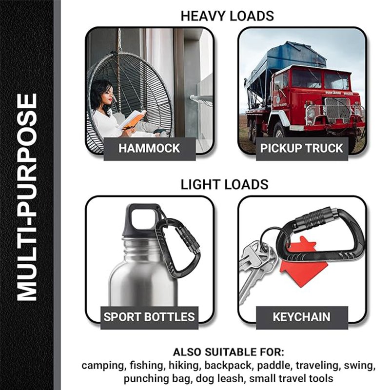 Heavy Duty 1200kg 7075 Aviation Aluminum 12KN Climbing Carabiner 7075 Aviation Aluminum Safety Lock Buckle