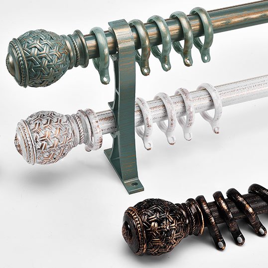Classical Antique Craft Rust-proof Curtain Rods Pole and Finial Accessories