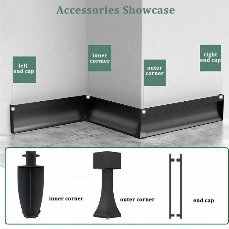 Aluminum Alloy LED Light Sunrise Baseboard Foshan Building Materials Floor Accessories Lamp Groove Skirting Building Hardware