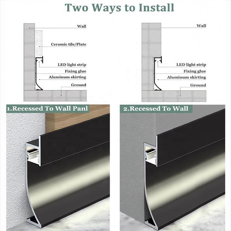 Aluminum Alloy LED Light Sunrise Baseboard Foshan Building Materials Floor Accessories Lamp Groove Skirting Building Hardware