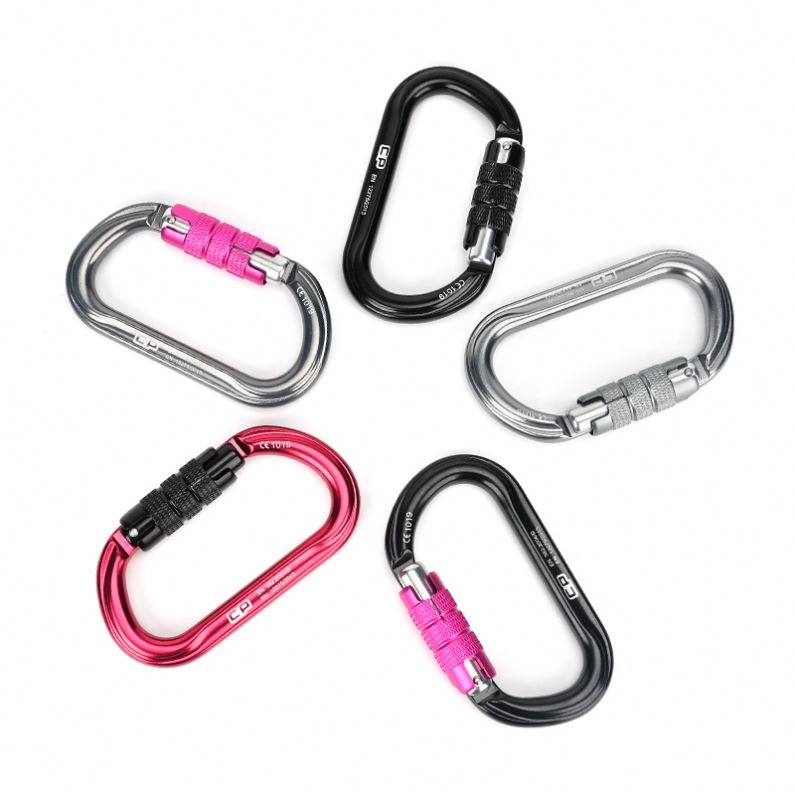 New Arrival Ce Certified 27kn 7075 Aluminum Oval Rock Climbing Auto Locking Carabiner