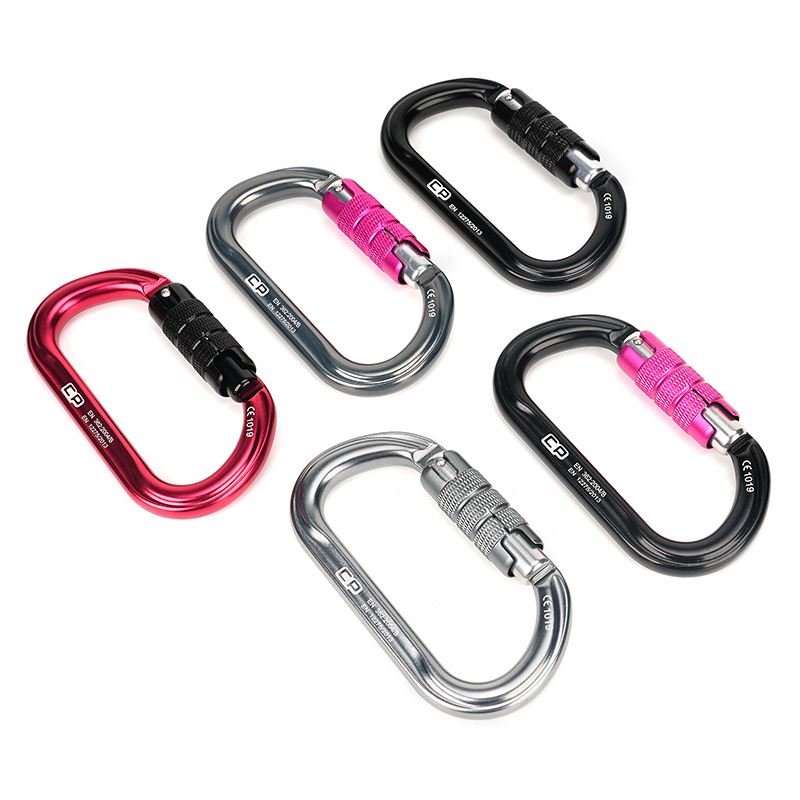 New Arrival Ce Certified 27kn 7075 Aluminum Oval Rock Climbing Auto Locking Carabiner