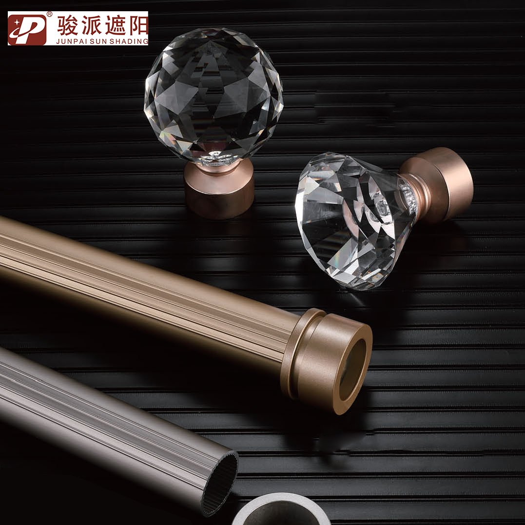 Luxury Style Double Window Curtain Track Champagne Metal Crystal Finial Aluminium ABS Material Holder Accessories Model Number