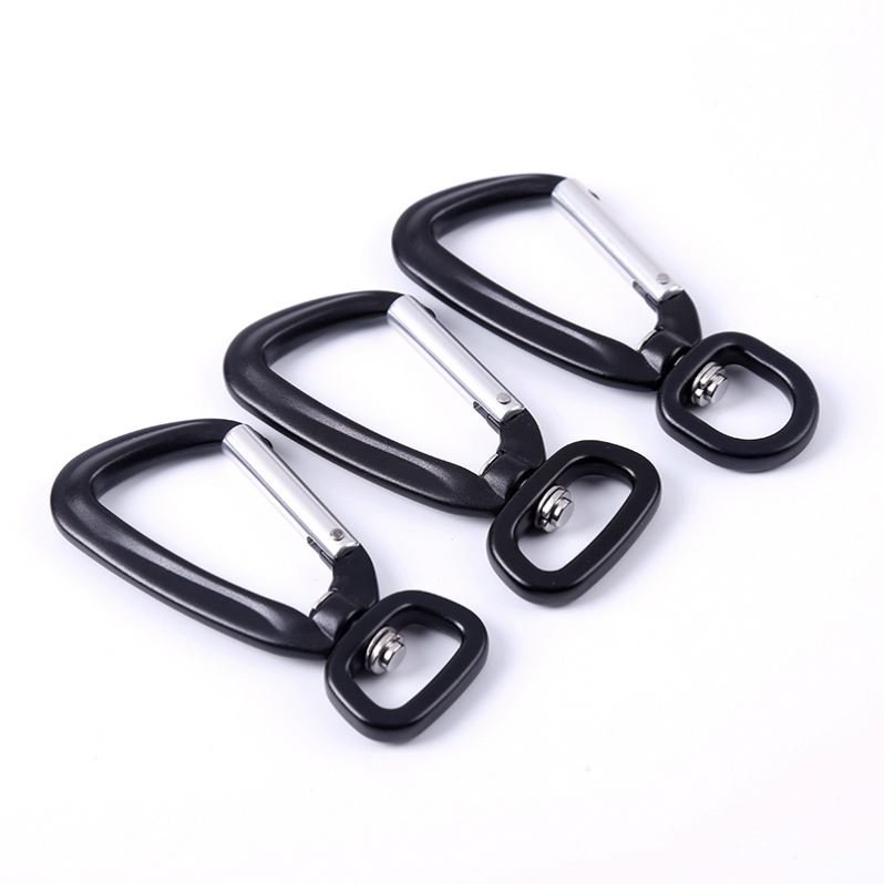 Customized High Quality 4kN Black Aluminum Pet Carabiner Auto Locking Carabiner Metal Snap Hook for Dog Leash