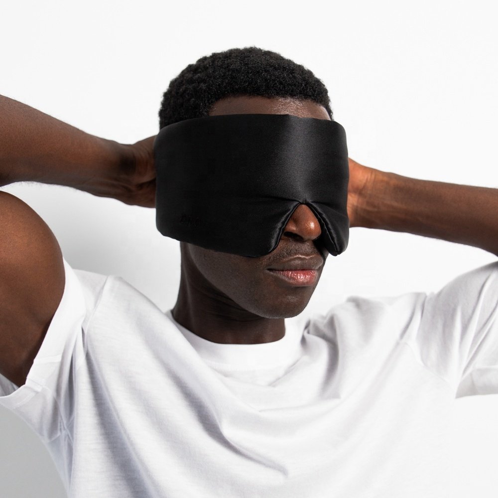100% Silk Sleep Mask Eye Mask for Man and Woman with Adjustable Headband Full Size Sleep Mask for All Night Sleep Travel & Nap