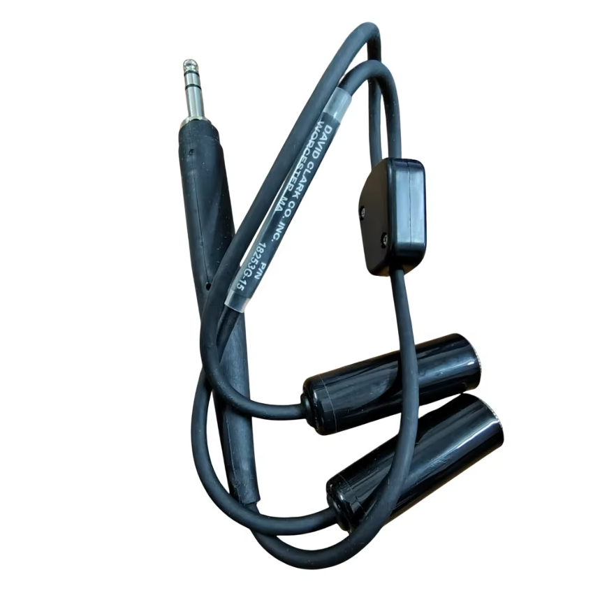 David Clark 18253G-15 Y-Cord Adapter Dual Aviation Headset Splitter for Airline & Flight Training Dual Connection.