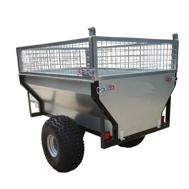Atv Log Skidder Arch Hauler Farm Galvanized Tipping Cargo Tractor Tipping Trailer 3 Tons Garden Trailer