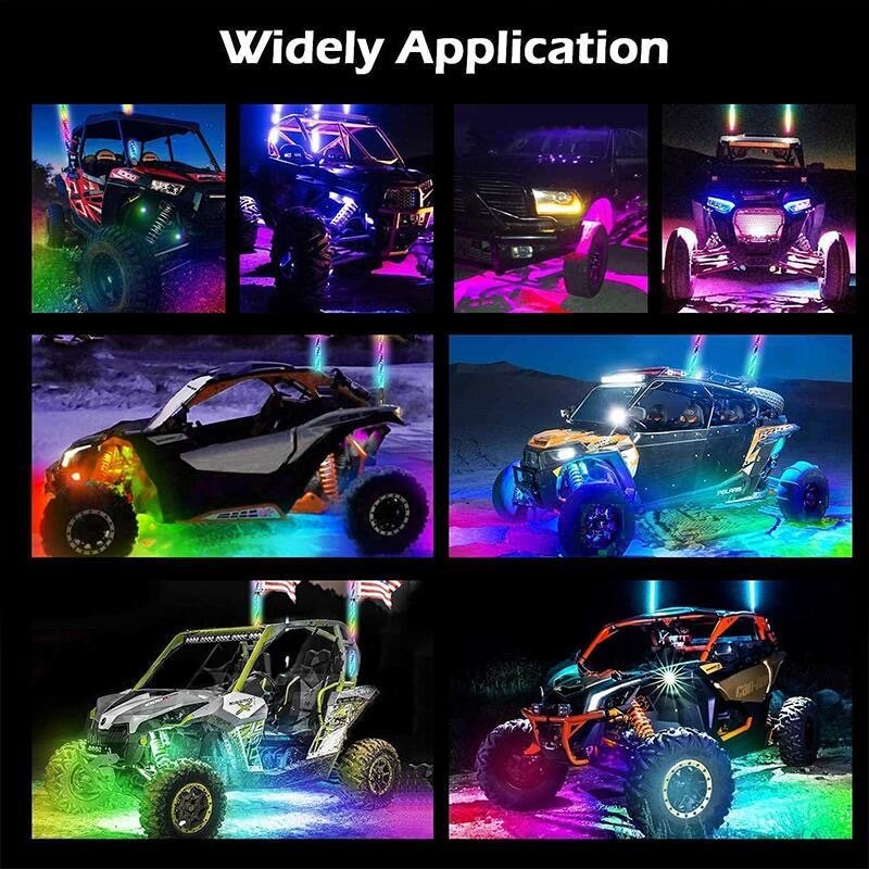 2FT 3FT Hyper Fat Whip Light Mining Buggi Spiral RGB Chasing Dancing APP And Remote Control for Atv Utv Truck