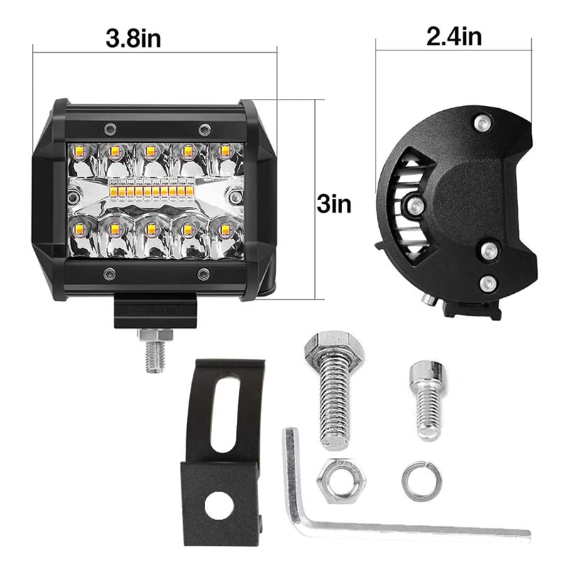 Amber White Flash 4 Inch 60W LED Light Bar Spot Flood Combo LED Work Driving Fog Light for OffRoad Pickup Truck ATV UTV SUV Boat