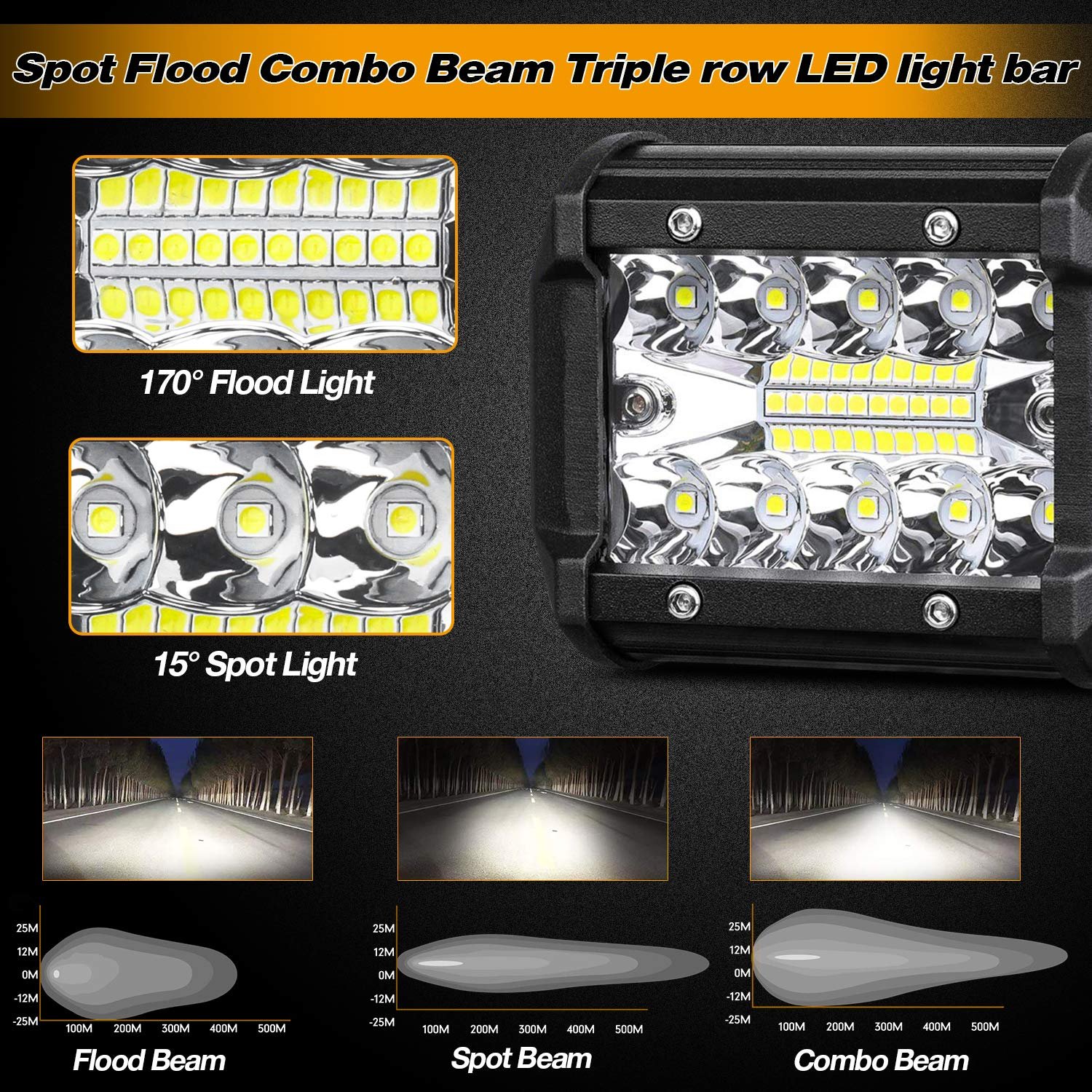 4 inch 60W LED Work Light Bar Spot Flood Combo Beam Driving Lamp Offroad Boat Car Tractor Truck SUV ATV 12V 24V 4x4 Accessories