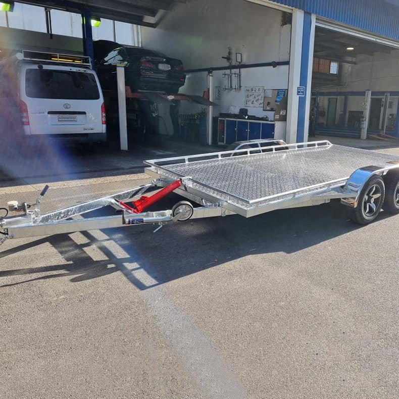 Factory Supply Customized Market Type Hot Galvanized Flat Bed Trailers with Boxes for Excavator , digger , motorbike and ATV