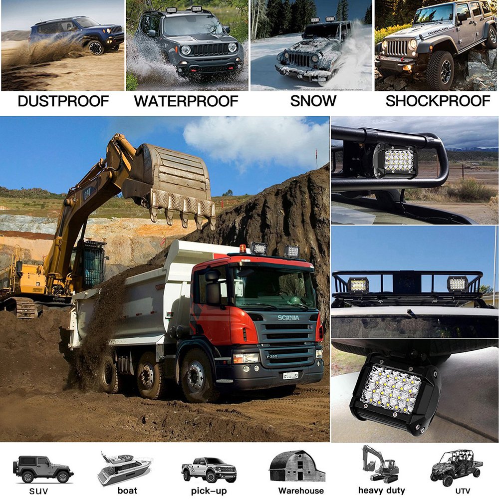 4 Inch 72W LED Bar Offroad 12V 24V LED Light Bar for Car Truck Tractor Boat Atv Spot Flood Beam LED Work Light Bar