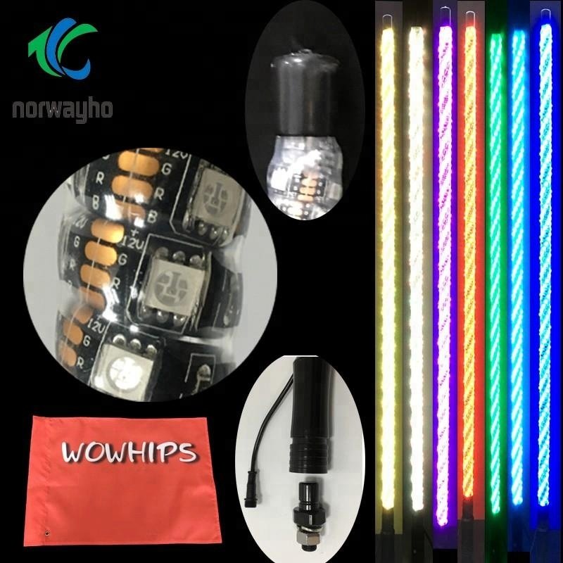 Chasing Multi Color ATV UTV RZR Twisted Strip LED Whip Antenna LED Lighting Whip