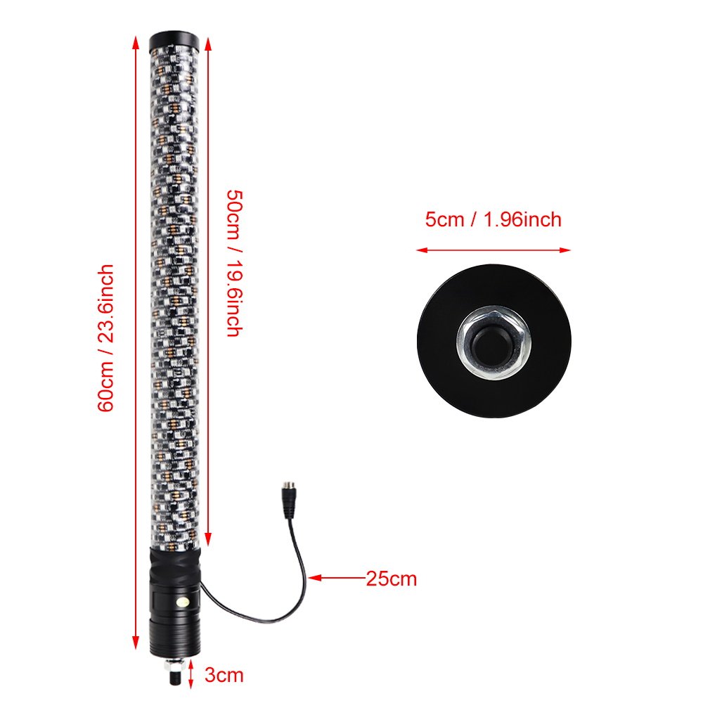 2PCS 2FT Spiral LED Fat Whip Light RGB Chasing Antenna Lighted Whips For UTV ATV Can-am X3 RZR