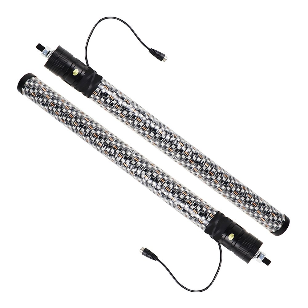 2PCS 2FT Spiral LED Fat Whip Light RGB Chasing Antenna Lighted Whips For UTV ATV Can-am X3 RZR